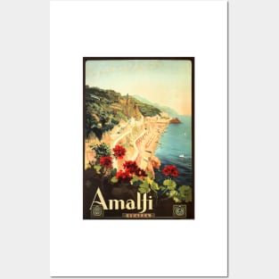 AMALFI COAST SALERNO ITALY Vintage Tourism Retro Italian Travel Posters and Art